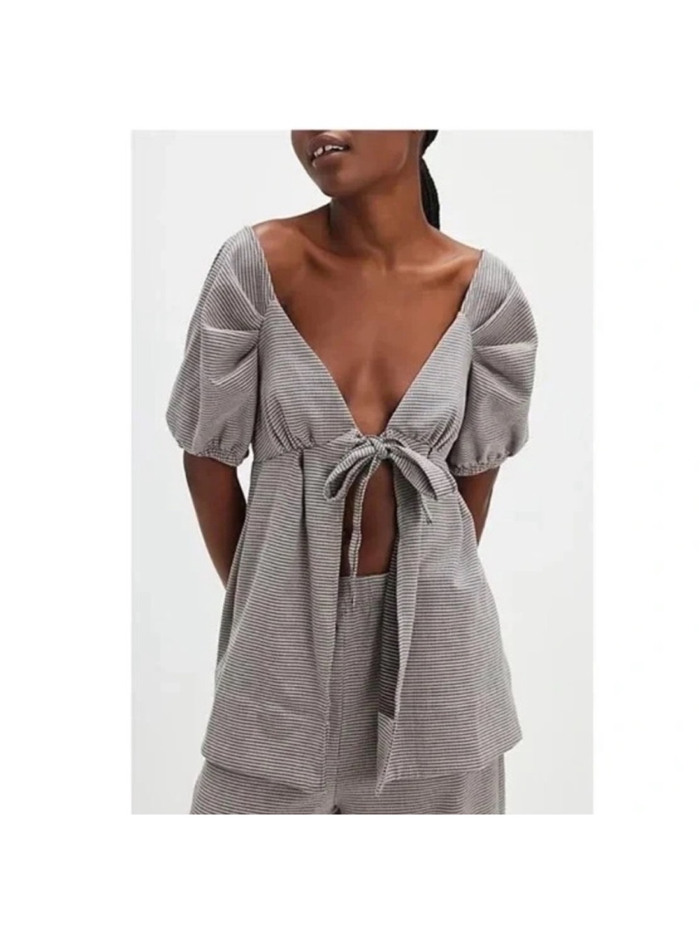 Free People Dani Co-Ord Tie-Front Puff Sleeve Top & Pants Set